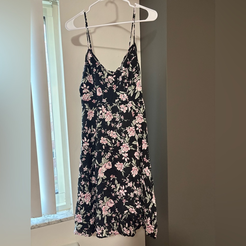 Lulu's Black Dress with Pink Floral Accents